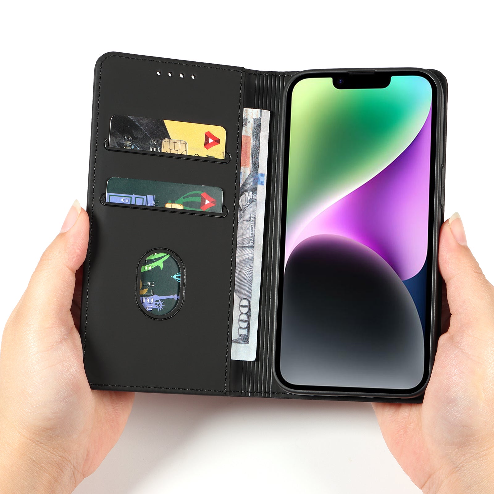 Pouzdro na telefon proti pádu pro iPhone 14 Plus Peněženka s magnetickým pouzdrem z PU kůže šetrné k pokožce Pouzdro na telefon proti pádu pro iPhone 14 Plus Peněženka s magnetickým pouzdrem z PU kůže šetrné k pokožce